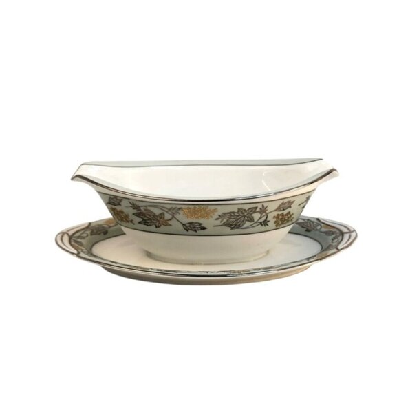 Noritake China Japan 5487 Gravy Boat and Saucer One Piece 9x6 in - Picture 1 of 8